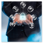 Concetto di sicurezza dei dati digitali rappresentato da un lucchetto su sfondo tecnologico